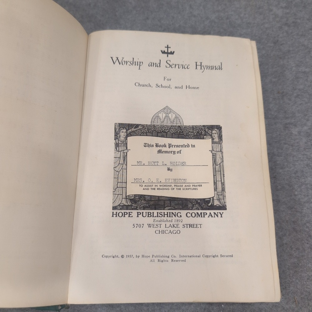 Worship and Service Hymnal 1957 Hope Publishing Company Green‎ Hardcover Book - Picture 2 of 2